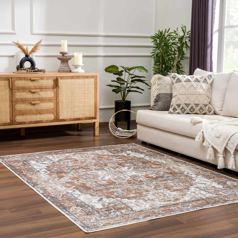 Hera Rust Flat Pile Washable Rug - Limited Edition