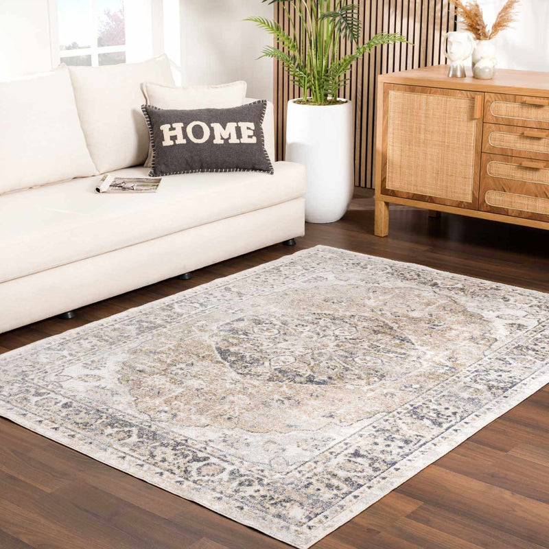 Rudo Beige Flat Pile Washable Rug