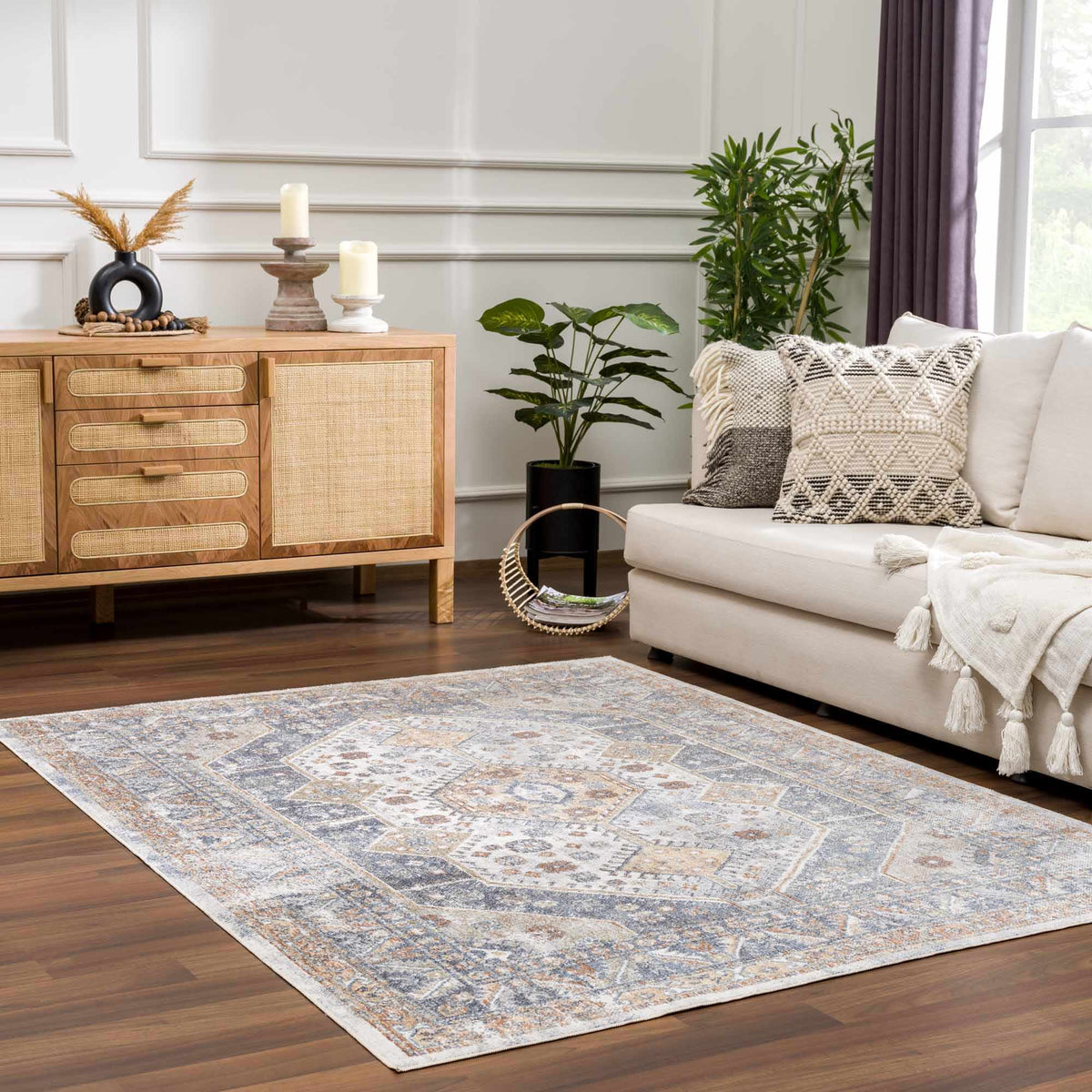 Afya Washable Area Rug, installed in a room