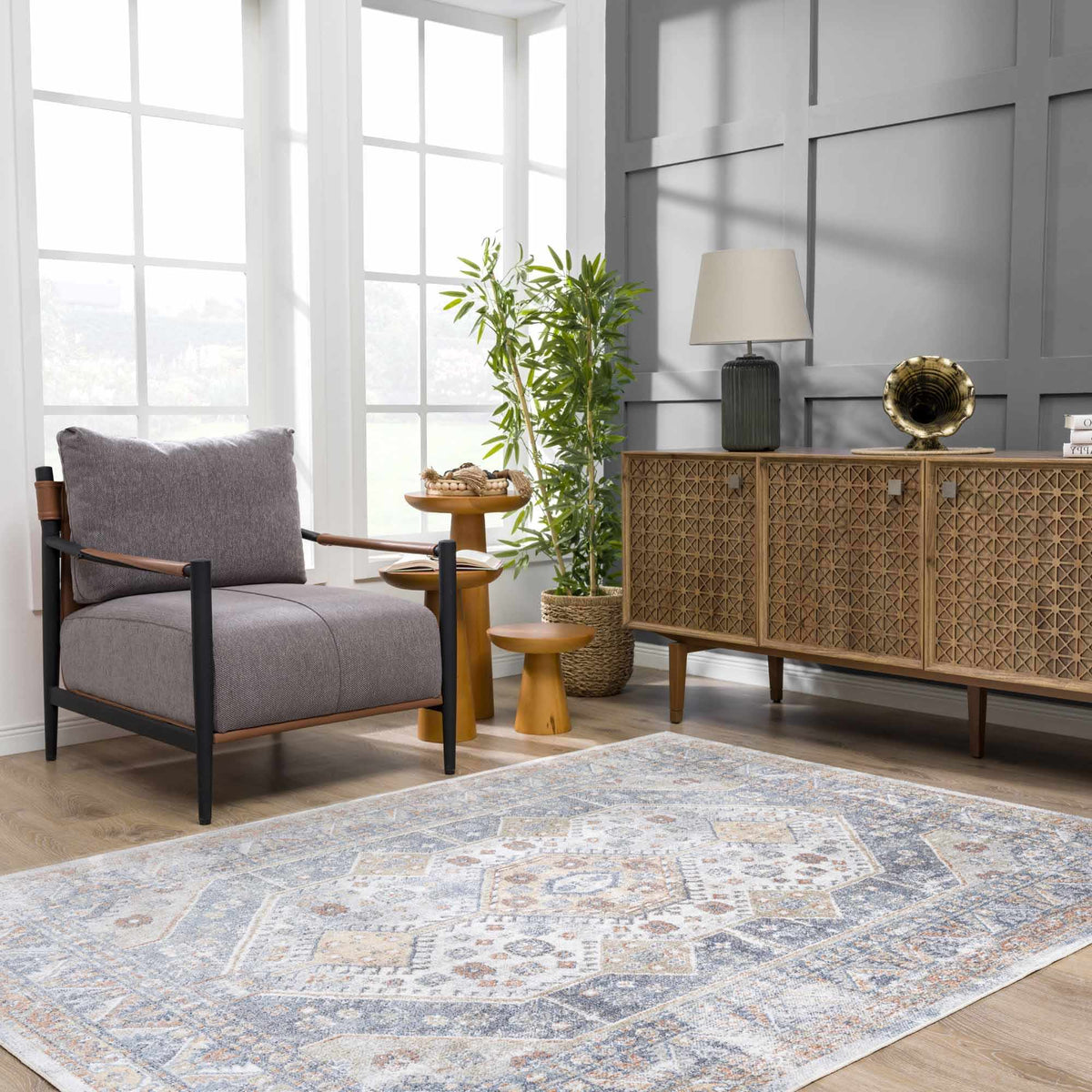 Afya Washable Area Rug, installed in a room