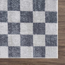 Alie Blue Gray Checkered Washable Rug