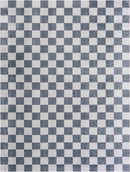 Alie Blue Gray Checkered Washable Rug