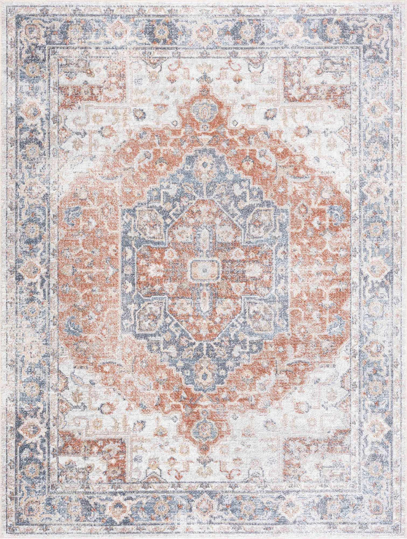 Akram Orange Medallion Washable Runner & Area Rug