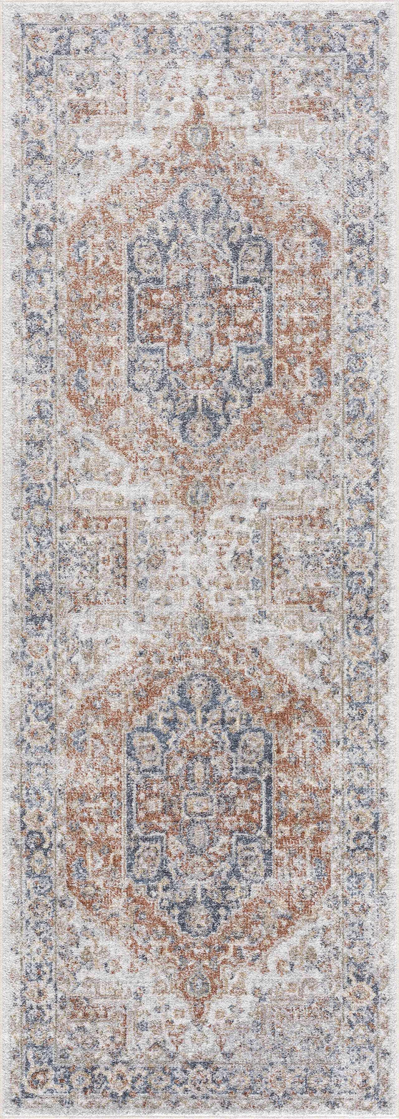 Akram Orange Medallion Washable Runner & Area Rug