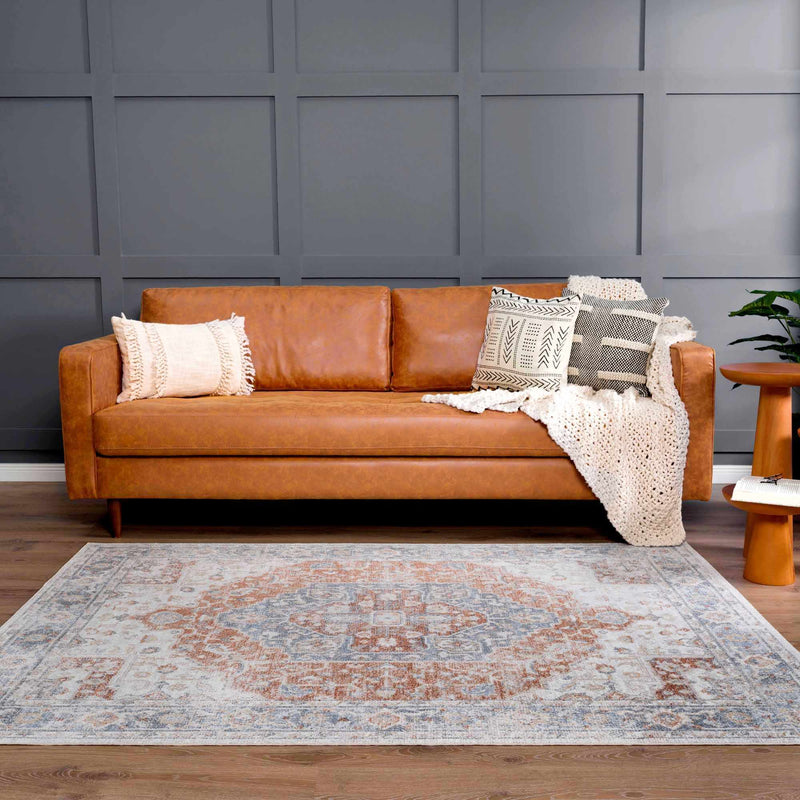 Akram Orange Medallion Washable Runner & Area Rug