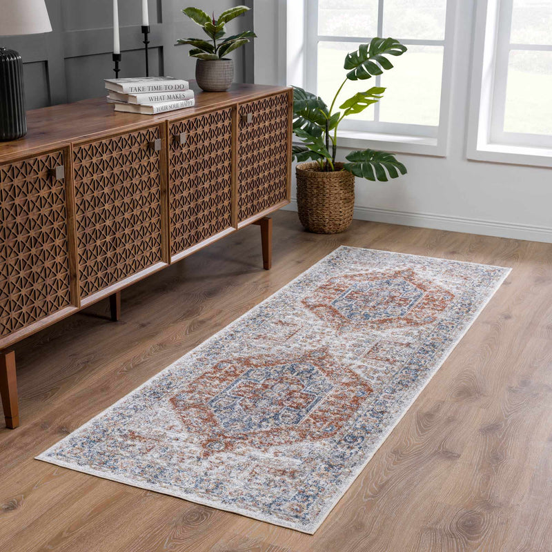 Akram Orange Medallion Washable Runner & Area Rug