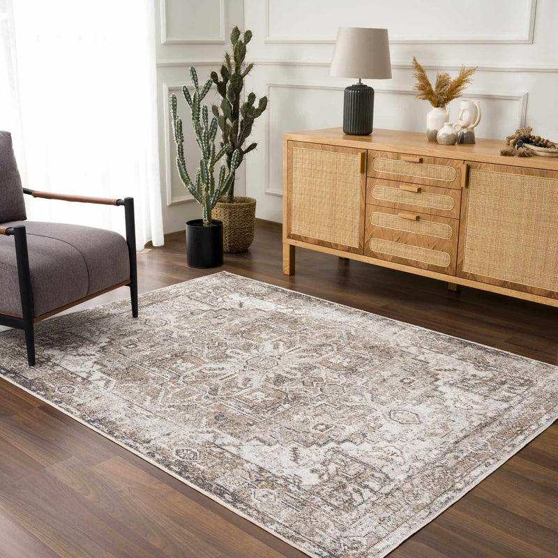 Hera Brown&Cream Washable Area Rug