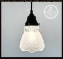 Frosted Leaf and Clear Ribbed Glass Pendant