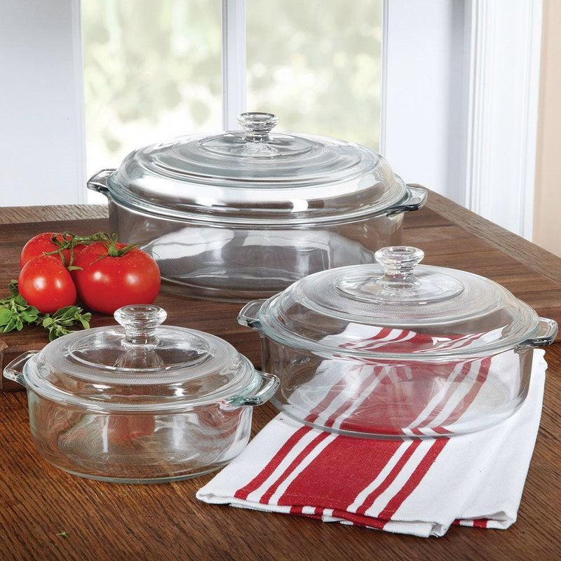 6-Piece Round Glass Casserole Cookware Bakeware Set with Lids, photo 2 of 2