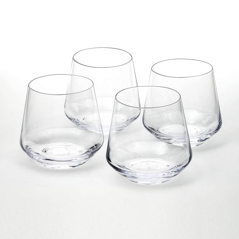Crystal Old Fashioned Whiskey Glasses - Set of 4 - 13.5oz
