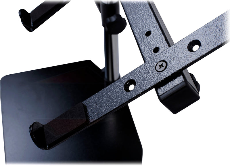 Double DJ Laptop Stand by FAT TOAD - 2 Tier PC Table Holder - Portable Computer Clamp Equipment Rack with Duel Mounts for Studio Mixers, Controllers