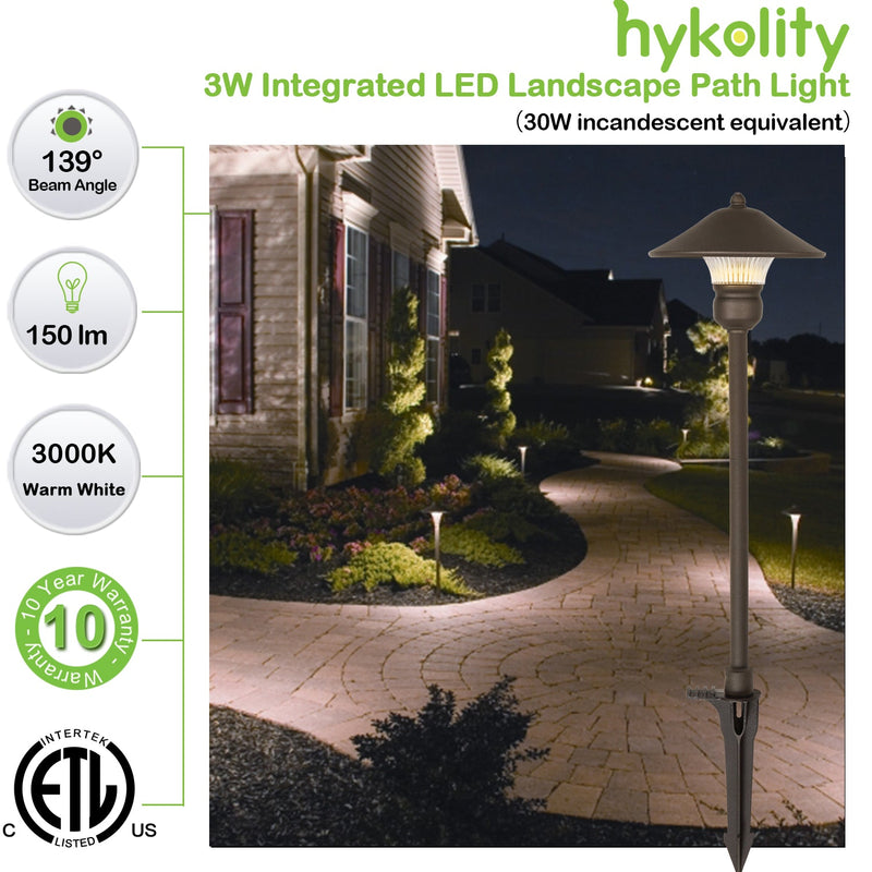 3W 150LM Outdoor LED Landscape Path Light, Die-cast Aluminum Construction  (6-PACK)