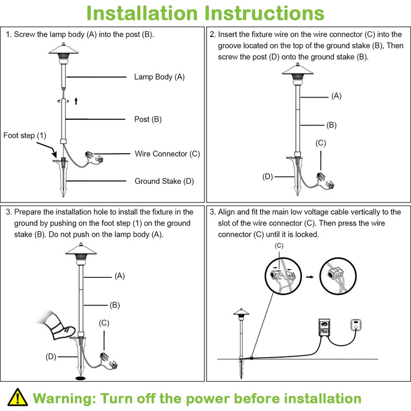 3W 150LM Outdoor LED Landscape Path Light, Die-cast Aluminum Construction  (6-PACK)