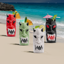 Ceramic Horned Hawaiian Tiki Mugs (Set of 4)