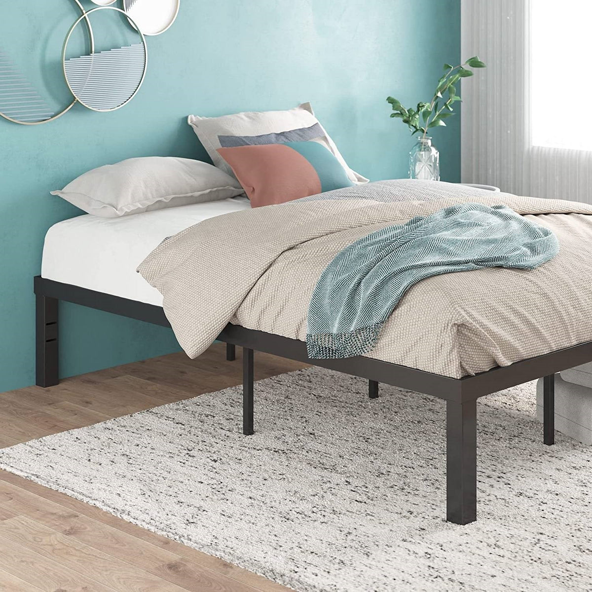 Twin size Modern 16-inch Sturdy Steel Metal Platform Bed Frame, photo 3 of 4