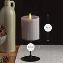 Ribbed Metallic Grey Flameless Candle Pillar