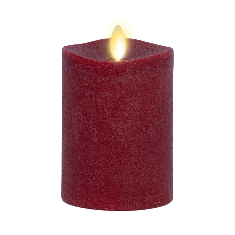 Chalky Red Flameless Candle Pillar