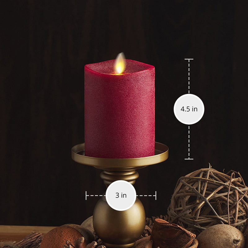 Chalky Red Flameless Candle Pillar