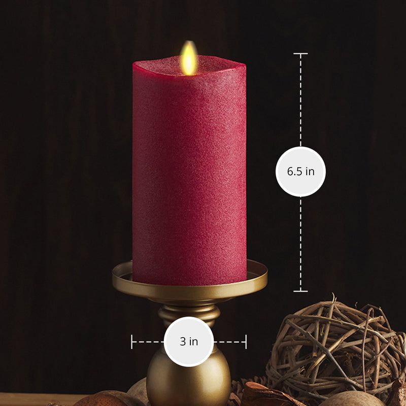 Chalky Red Flameless Candle Pillar