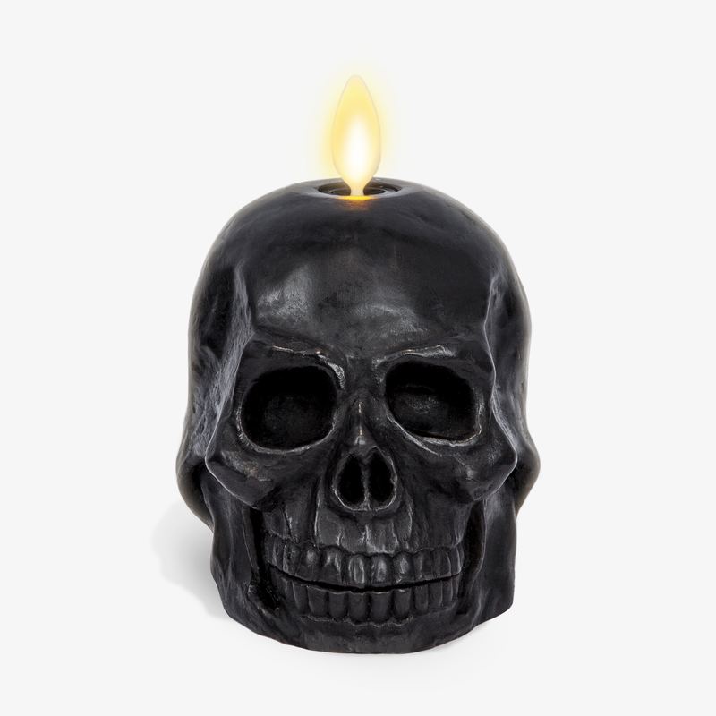 Black Small Flameless Candle Skull