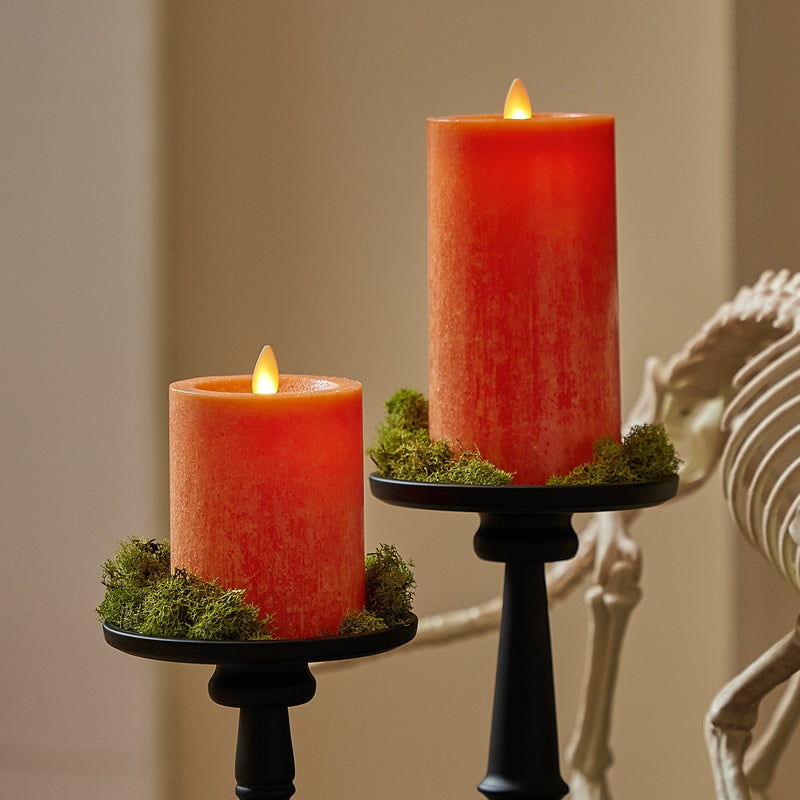 Harvest Pumpkin Seaglass Flameless Candle Pillar