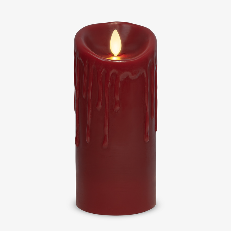 Burgundy Wax Drip Flameless Candle Pillar