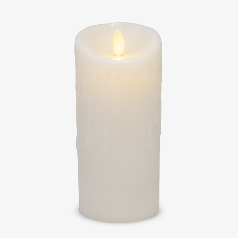 White Wax Drip Flameless Candle Pillar