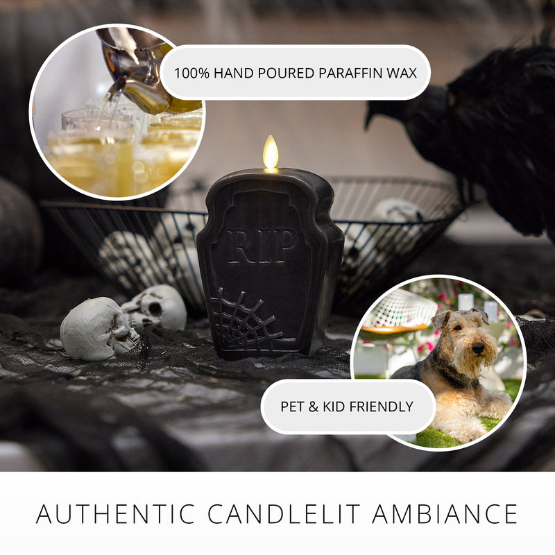 Black Flameless Candle RIP Tombstone