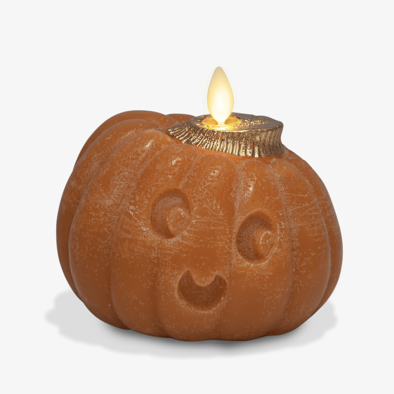 Orange Chalky Flameless Candle Cute Jack-o'-lantern Pumpkin