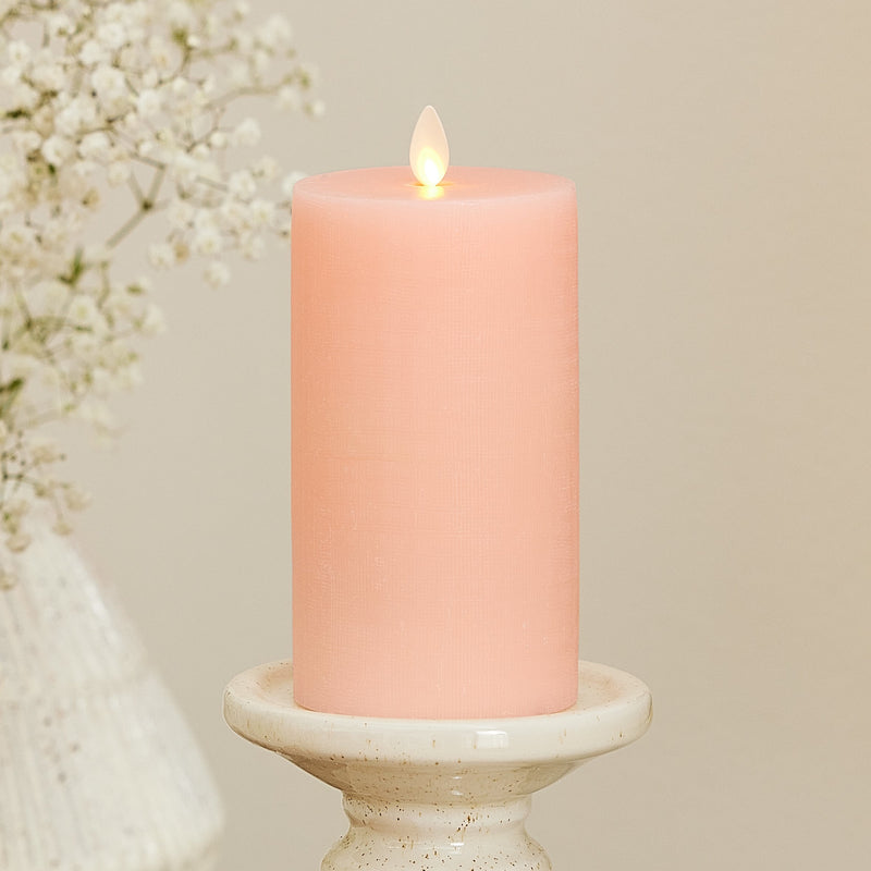 Chalky Linen Mellow Peach Flameless Candle Pillar