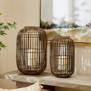 Weathered Brown Lantern with Outdoor Candle and Remote