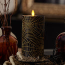 Black and Gold Spider Web Flameless Candle Pillar
