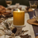 Ribbed Metallic Champagne Flameless Candle Pillar