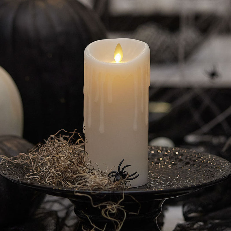 White Wax Drip Flameless Candle Pillar