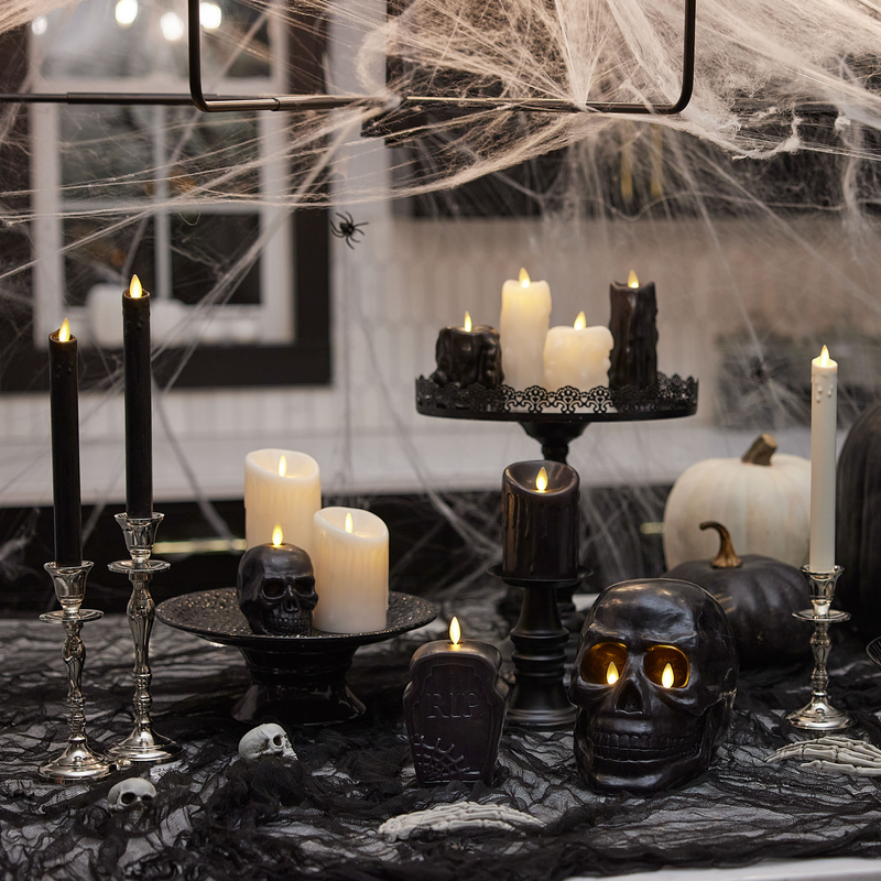 Black Wax Drip Flameless Candle Pillar