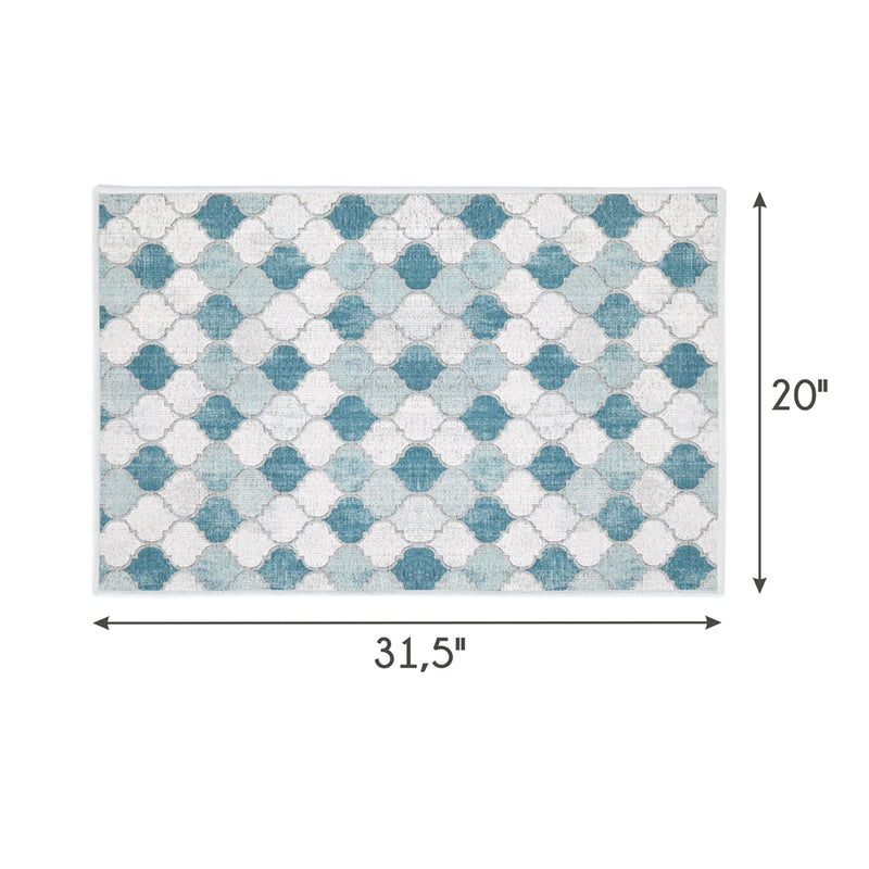 Moroccan Design Multipurpose Floor Mat | 20"x31" | Gray&Blue