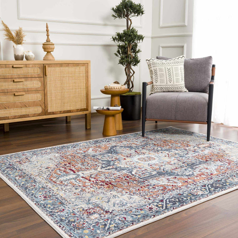 Cabacungan Blue & Rust Washable Area Rug