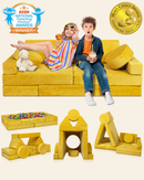 LX15 14pcs Modular Play Couch, Amber Yellow
