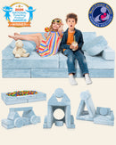 LX15 14pcs Modular Play Couch, Serenity Blue by Lunix