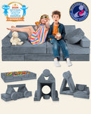 LX15 14pcs Modular Play Couch, Stone Gray by Lunix