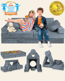 LX15 14pcs Modular Play Couch, Stone Gray