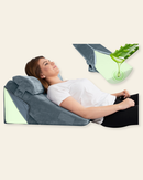 LX6 3-Piece Compact Support for Reading, Rest & Leg Elevation, Wedge Pillow Set, Stone Navy with Aloe Vera by Lunix