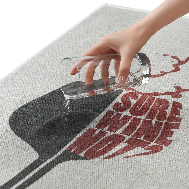 SussexHome Non Skid Washable Wine Bar Decorative Floor Rug 20" x 59" | Gray&Black