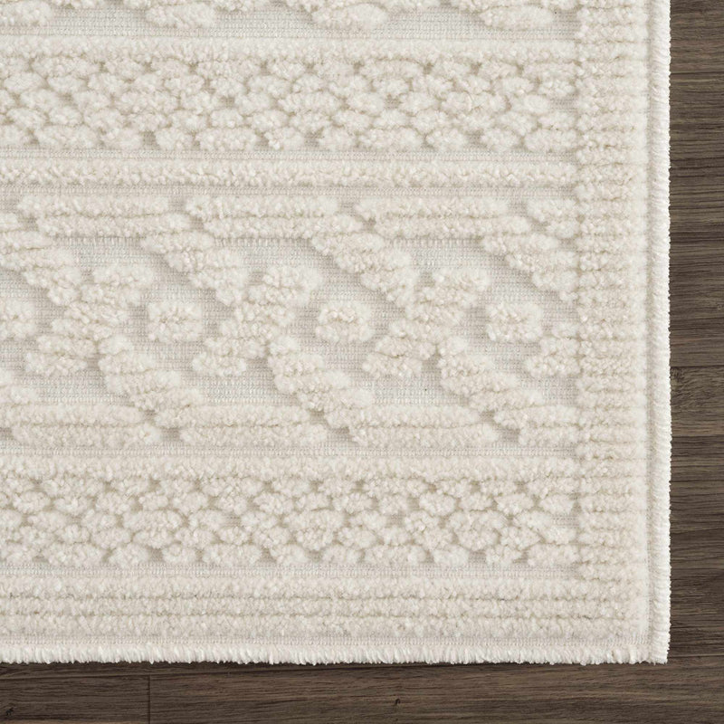 Fadey White Textured Washable Rug