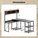 L-Shaped Computer Desk with Power Outlets 62 Inches Corner Desk with Storage Hutch-Brown by LJGDeals