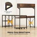 L-Shaped Computer Desk with Power Outlets 62 Inches Corner Desk with Storage Hutch-Brown by LJGDeals