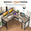 L-Shaped Computer Desk with Charging Station and Adjustable Shelf-Gray by LJGDeals