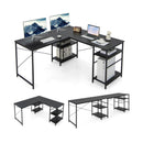 L Shaped Computer Desk with 4 Storage Shelves and Cable Holes