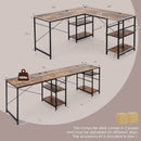L Shaped Computer Desk with 4 Storage Shelves and Cable Holes