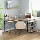 L Shaped Computer Desk with 4 Storage Shelves and Cable Holes by LJGDeals